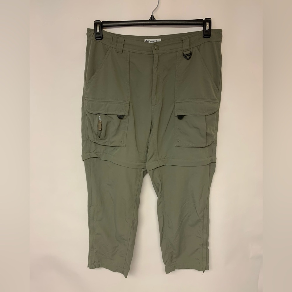 Columbia Mens Pants Size 38W Green Zip Off Legs Gorpcore Rugged Utility Hiking